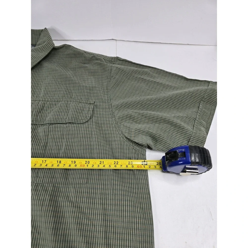 Vintage Levis Silver Tab Shirt Mens‎ L large Green Striped Short Sleeve Cotton